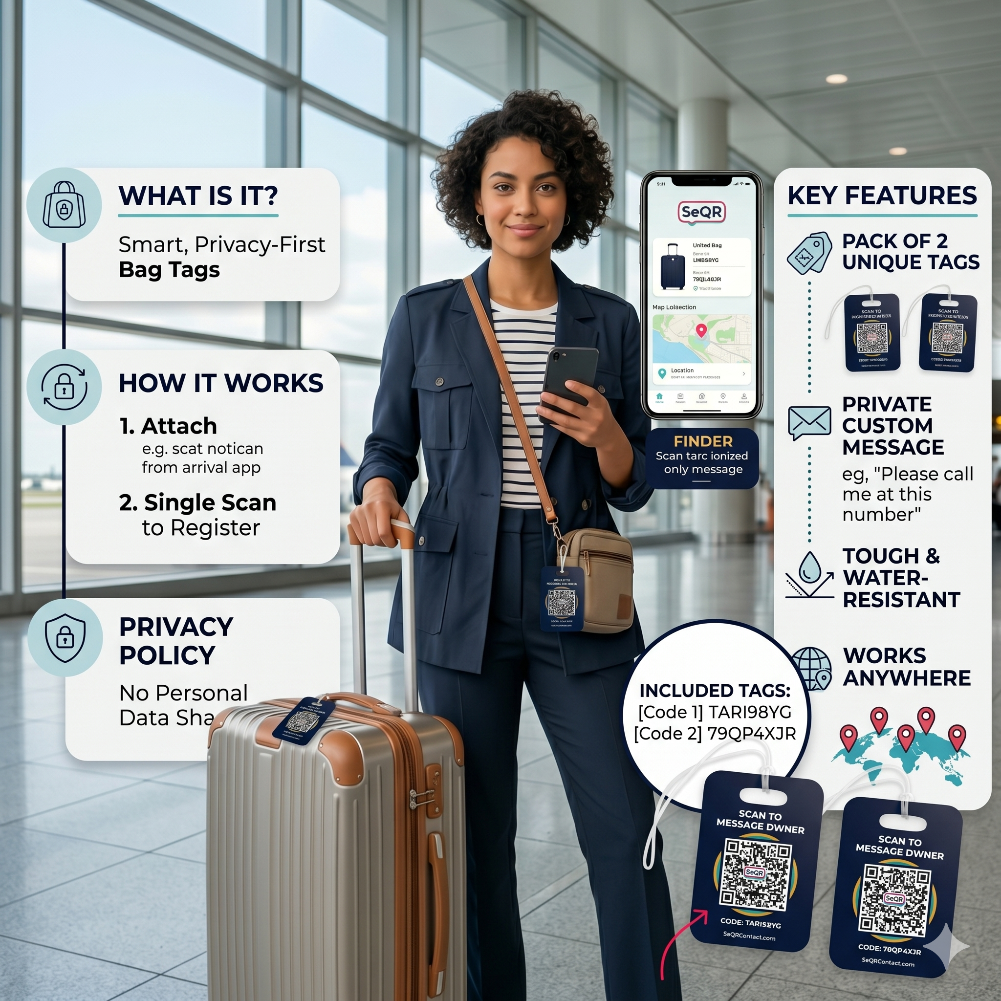 QR Smart Luggage Tag — Lost Bag, Found Fast