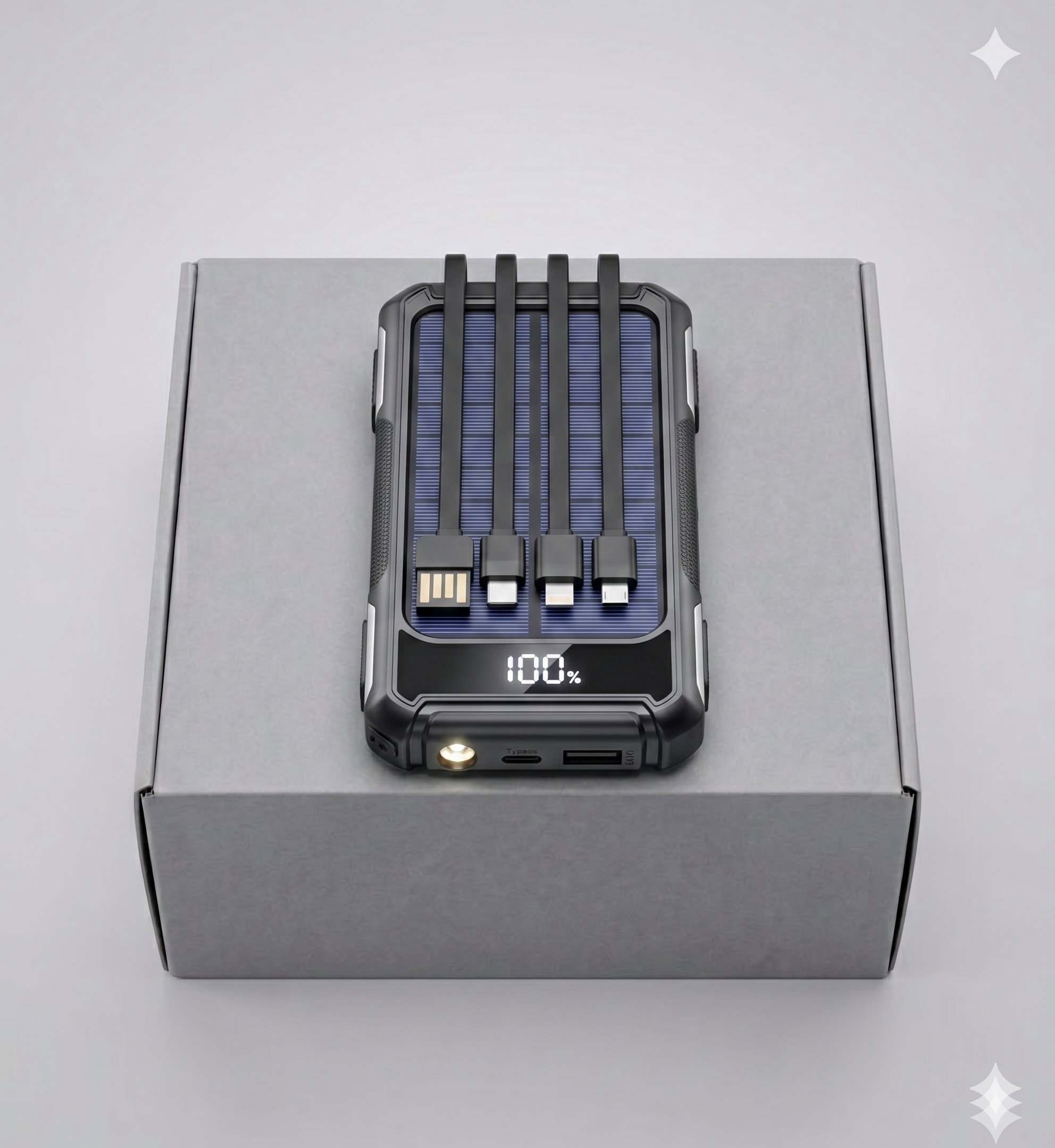 20000mAh Solar Power Bank with Type C Fast Charging - Stay Charged, Stay Safe, Stay Connected