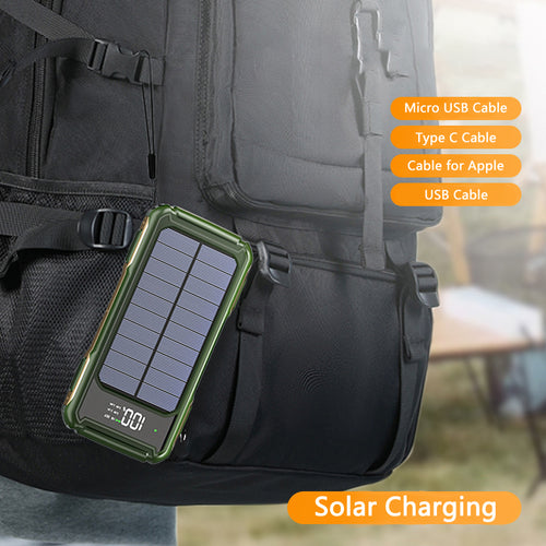20000mAh Solar Power Bank with Type C Fast Charging - Stay Charged, Stay Safe, Stay Connected