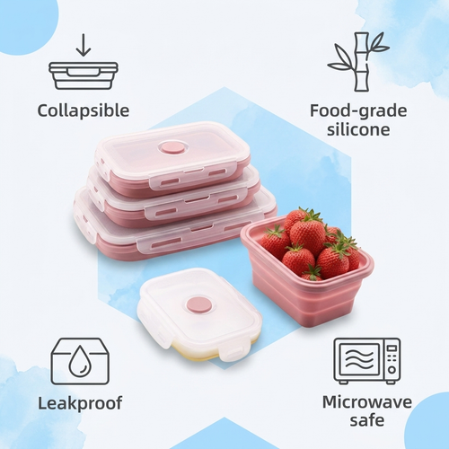 Collapsible Silicone Lunch Box - features